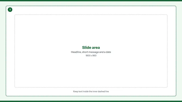 Announcement Slide landscape signage template guide, one full-screen zone