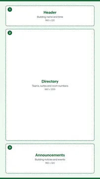 Floor Directory portrait signage template guide, 3 numbered zones