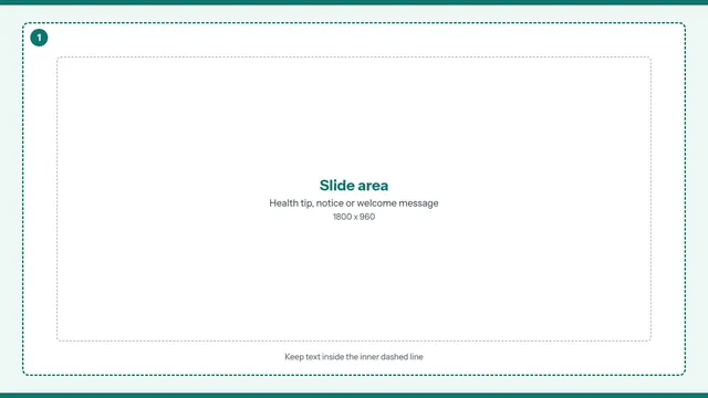Wellness Slide landscape signage template guide, one full-screen zone