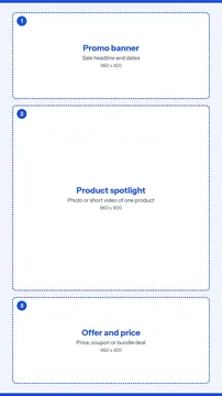 Retail Aisle portrait signage template guide, 3 numbered zones